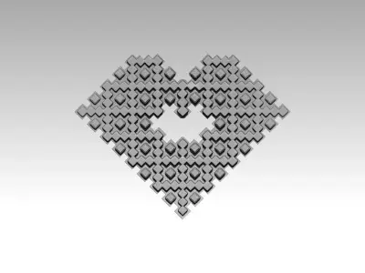 pixel love heart 3D print model