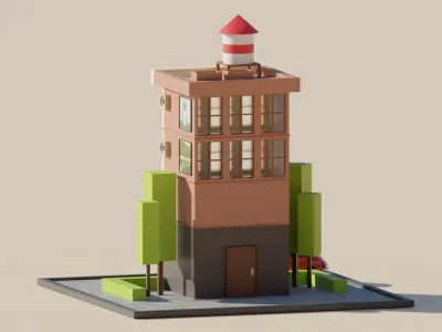 HOTEL Low-poly 3D model