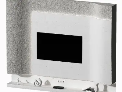TV Wall kit Modern minimal wave wall 3D model