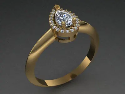 Drop Shaped Diamond Luxury Ring  3D print model
