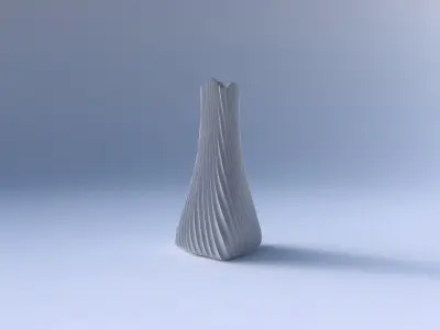 Vase grounded triangle with extruded vertical lines 2 3D print model