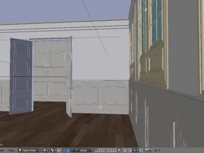 Interior Classic Room - Retro Scene - Vintage Boiserie Low-poly 3D model