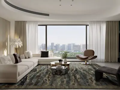 Luxury living and dining room interior 3D model get