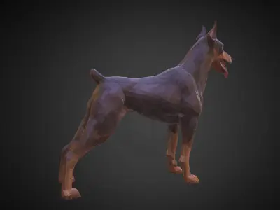 Doberman Brown Low Polygon Art Animal Low-poly 3D model