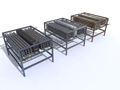 Industrial Machine Set Low-poly 3D model