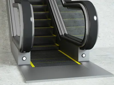 escalator going up on concrete wall 3D model