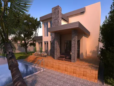 modern villa  Free low-poly 3D model