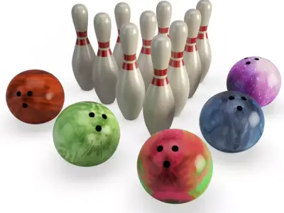 Bowling balls and pins 3D model