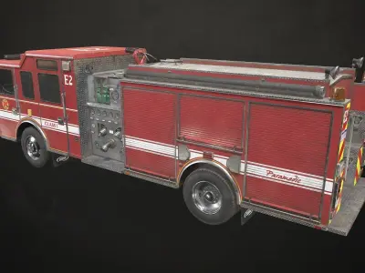 Fire Truck Low-poly 3D model