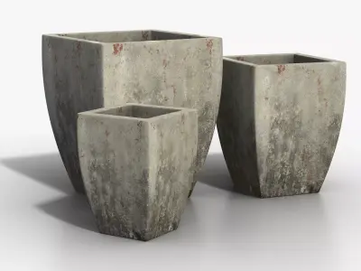 Vase Concrete Quad Set Low-poly 3D model