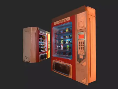 Sci-Fi Vending Machine And Snacks props Free low-poly 3D model