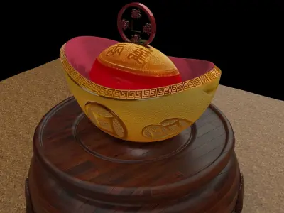 chinese gold ingot  3D model
