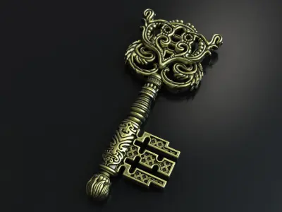 Pendant  jewelry Vintage key vol1 and relief 3D print model