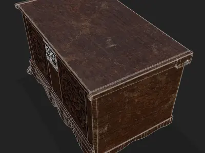 Small Rustic Medieval Wooden Chest Low-poly 3D model
