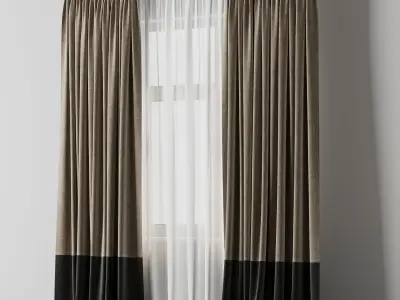 curtain with rod 01 Low-poly 3D model