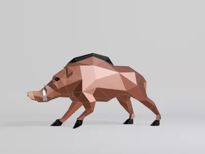 Polygonal Warthog Low-poly 3D model