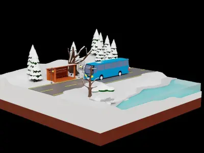 Winter Land H5 Low-poly 3D model