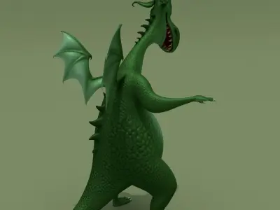 Cartoon Dragon Green and Red 3D model
