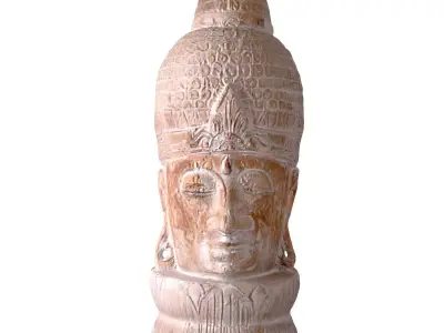 Large Carved Head Buddha Lotus 3D model