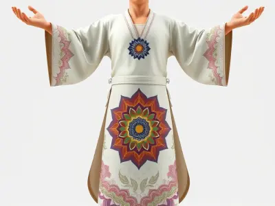 Tranquil Monk Rigged and Animated D Character Model Low-poly 3D model