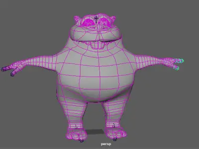 Beaver cartoon Low-poly 3D model