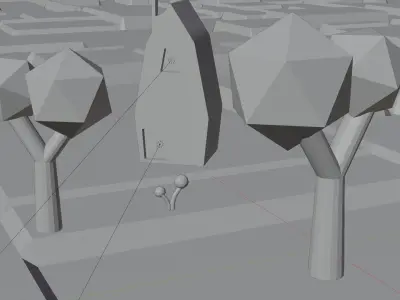 World house and trees in maze Low-poly 3D model