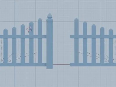 White vinyl fence Free low-poly 3D model