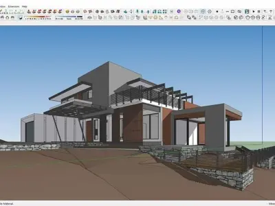 3D Model of Modern Villa with Panoramic View SketchUp 3D model