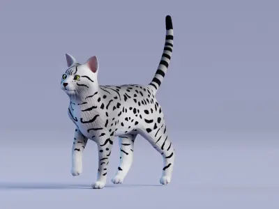 Low poly - Stylized cats - Egyptian Mau Cat Low-poly 3D model