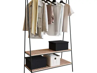 ACACIA Kledingrek zwart Coat rack hallway wardrobe clothes 3D model
