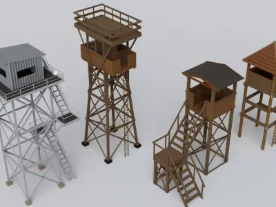 Guard Tower Collection - Game Ready Low-poly 3D model