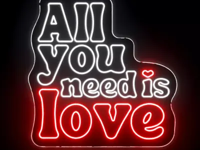 All You Need Is Love Neon Sign 3D model