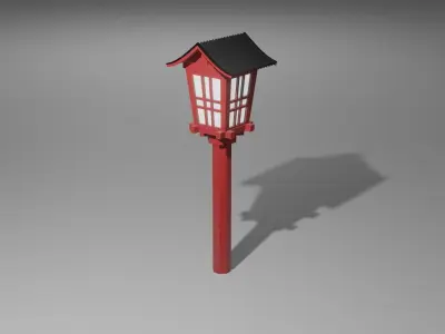 Tori Gate and a Shrine Lamp Free low-poly 3D model