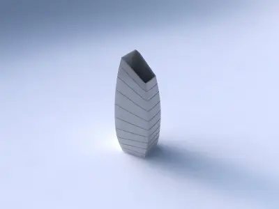 Vase bent rectangle with hard horizontal dents 3D print model