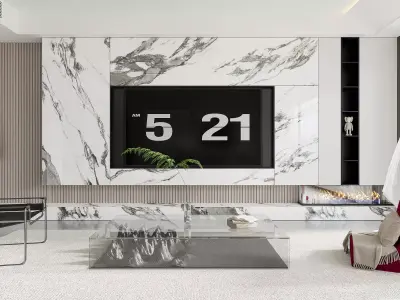 Modern living room dining room interior scenes 493 3D model