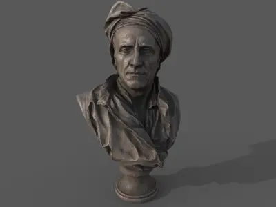 Bust of Nicolas Coustou  Low-poly 3D model