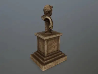 Pompee roman bust Low-poly 3D model