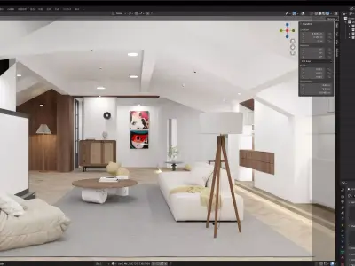 Modern Minimalist Loft Design with Cozy Living Space 3D model