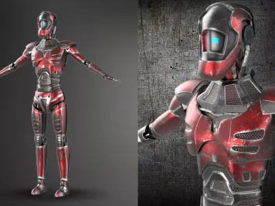 Scifi Robot Concept with Realistic Texture Low-poly 3D model