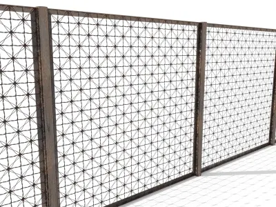 Low Poly Modular Fence 12 Low-poly 3D model