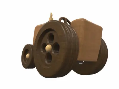 Free wooden tractor toy Free 3D model