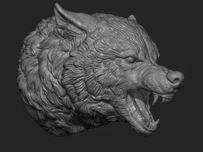 Wolf face head 3D print model