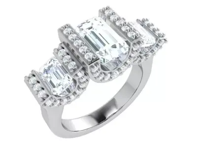 Emerald Diamond Ring 4120 3D print model