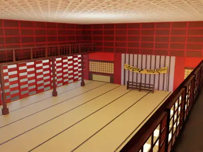 Dojo Fighting Hall Low-poly 3D model