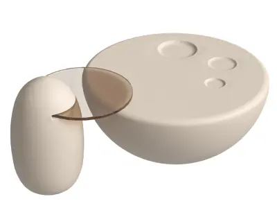 Round Fiberglass Luxury Set Modern Cream Coffee Table 3D model