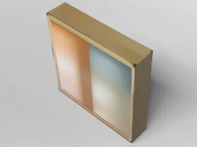 Minimalist Wooden Wall Shelf with Pastel Back Panels 3D model