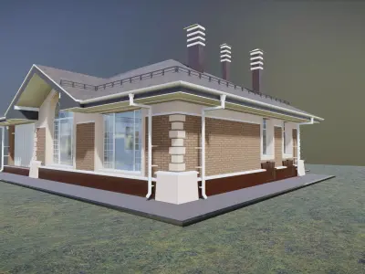 P0038  Residential one floor cottage 3D model