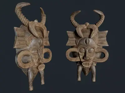 African Decor Mask 10 Low-poly 3D model