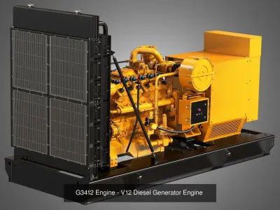 3512 - G3412 Engines - V12 Diesel Generators Engines 2 in 1 3D Model Collection