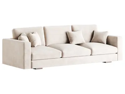 Modern Square Arm Fabric Sofa 3D model